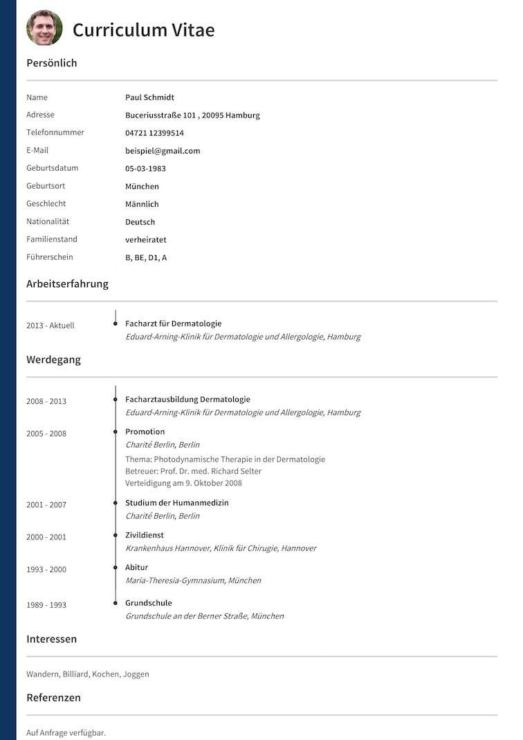 Lebenslauf Beispiel Dermatologe - tabellarischer Vorlage Oxford Tabellarischer Lebenslauf Muster Dermatologe