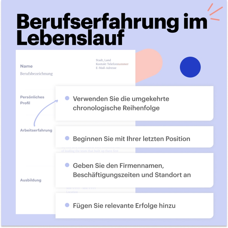 Tipps für die Berufserfahrung im Informatiker-Lebenslauf