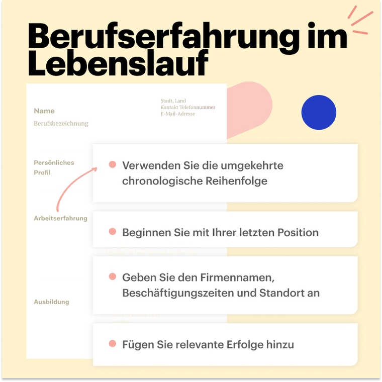 Jobwechsel Lebenslauf Tipps für die Berufserfahrung
