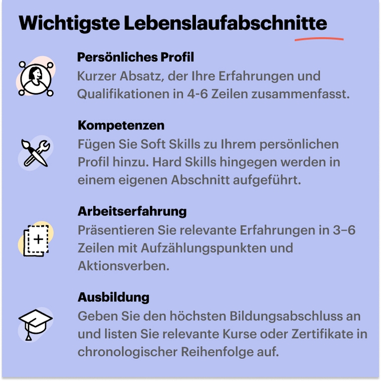 Projektmanager Lebenslauf Abschnitte