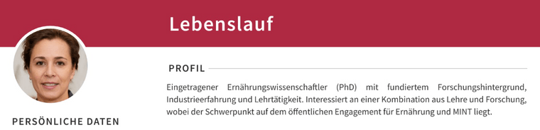 Lebenslauf über mich Beispiel