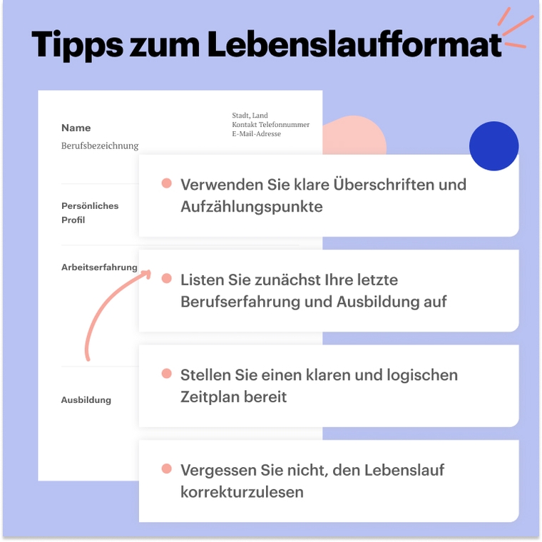 Lebenslauf Praktikum richtig formatieren